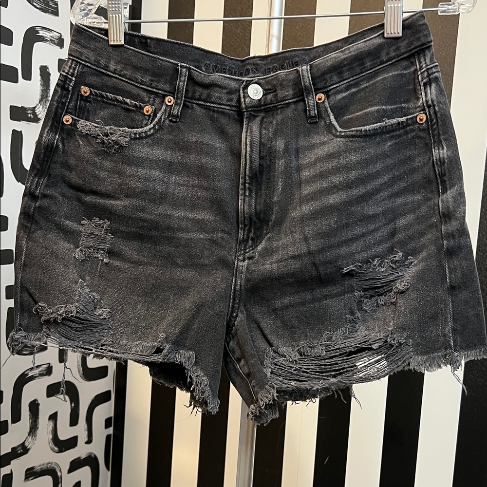 American Eagle Outfitters Black Distressed Jean Shorts